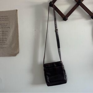 Nine West Dark Brown Leather Crossbody Bag